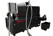 Automatic filtering tank (max. capacity 1200 lt.), equipped with inlet pumps 100 lt./min., booster pumps for residuals 120 l/min; levels max-min.